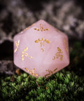 URWizards Dnd Rose Quartz Gemstone Engraved Dice Set Plant Vine Style - Urwizards
