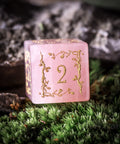 URWizards Dnd Rose Quartz Gemstone Engraved Dice Set Plant Vine Style - Urwizards