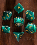 URWizards Dnd Green Cat's Eye Engraved Dice Set Moon Style - Urwizards
