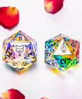 URWizards Dnd Dichroic Prism  Glass D20 Dice Meow Style Black Inked - Urwizards