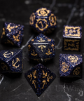 Dnd Blue Sandstone Engraved Dice Set Plant Vine Style - Urwizards